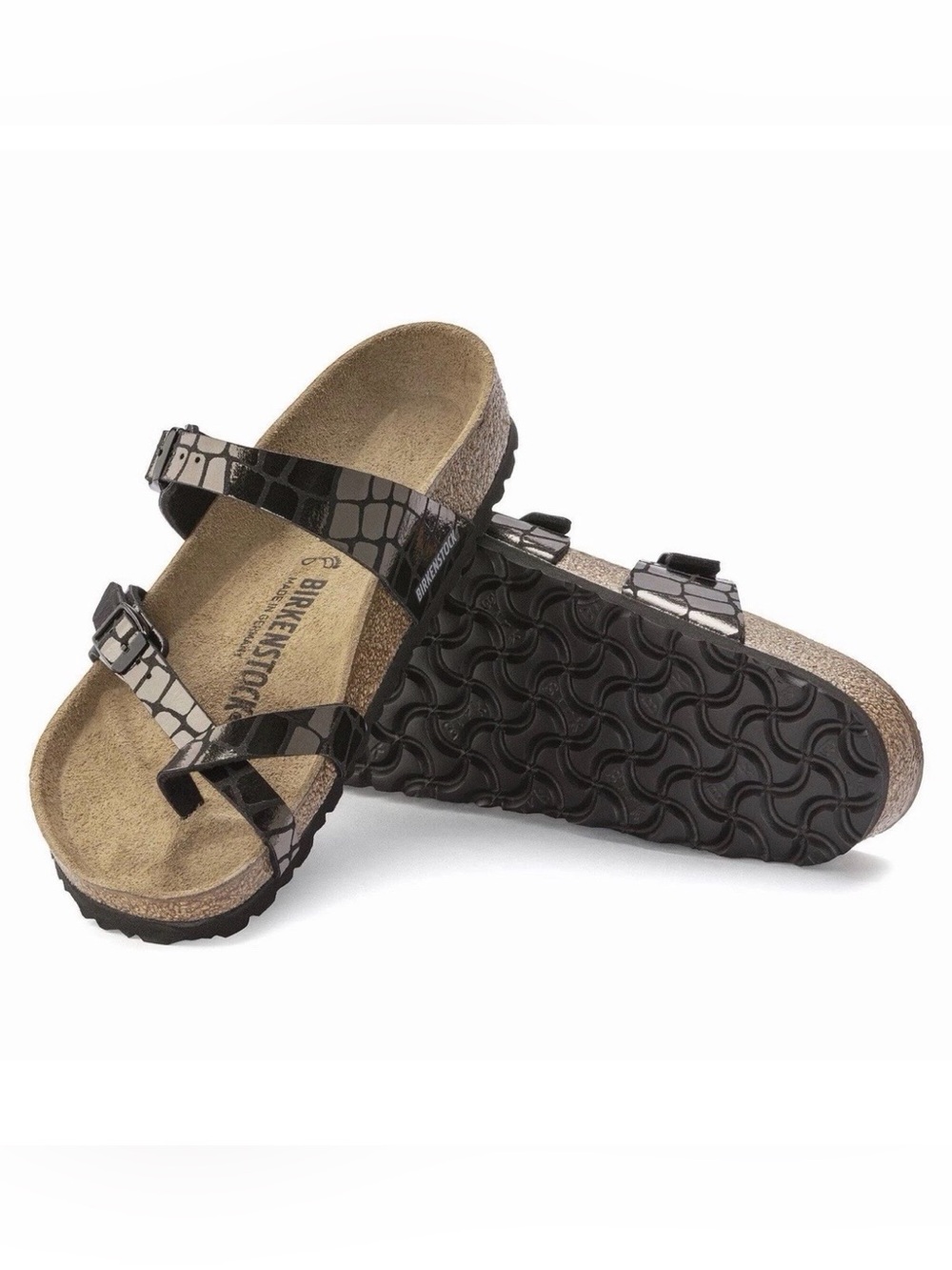 Birkenstock MAYARI 💅 Gator Gleam Leather Soft Footbed Sandals Slide 36 39 5 6 8 - Picture 9 of 9